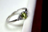 0.55ct Engagement Ring Oval Cut Peridot Dainty Minimalist 14k White Gold Finish