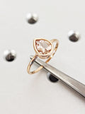 1ct Pear Cut Simulated Morganite Bezel Set Solitaire Ring 14k Yellow Gold Plated
