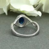 2ct Oval Cut Blue Sapphire Halo Infinity Engagement Ring 14k White Gold Finish