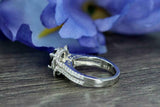 2ct Round Blue Sapphire Engagement Ring Diamond Halo Floral 14k White Gold Over