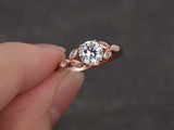 1.2ct Round Cut Diamond Engagement Ring Floral Leaf Design 14k Rose Gold Finish