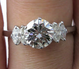 4Ct Round Cut Diamond Marquise Accent Trilogy Solitaire Ring 18K White Gold Over