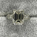 3Ct Emerald Cut Diamond Baguette Accents Engagement Ring 14K White Gold Finish