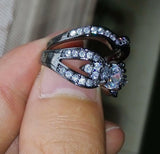 3ct Round Cut Diamond Engagement Ring 14k WhiteGold Finish Split Band Bridal Set