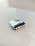 3ct Engagement Ring Oval Cut Blue Sapphire Filigree Cocktail 14k White Gold Over