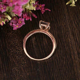 1.2ct Emerald Cut Morganite Accents Solitaire Engagement Ring 14k Rose Gold Over