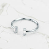 Open Cuff Solitaire Engagement Ring 0.2ct Baguette Cut Diamond 14k RoseGold Over