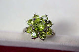 2.25ct Engagement Ring Round Cut Green Peridot Floral Halo 14k White Gold Finish