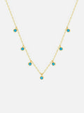 0.6ct Blue Turquoise Pendant Chain Round Cut Bezel Set 14k Yellow Gold Finish