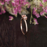1ct Baguette Cut Peach Morganite East West Solitaire Ring 14k Rose Gold Finish