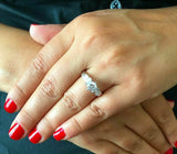 Three Stone Solitaire Engagement Ring 2.3ct Round Cut Diamond 14k WhiteGold Over