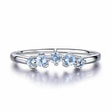 1Ct Round Cut Blue Aquamarine Minimalist Crown Wedding Band 14K White Gold Over