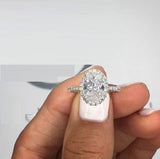 2ct Oval Cut VVS1 Diamond Womens Halo Engagement Ring 14k Rose Gold Finish