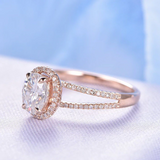 2ct Oval Cut Diamond Engagement Ring Halo Split Shank 14k Rose Gold Finish