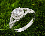 Split Shank Halo Engagement Ring 1.6ct Round Cut Diamond 14k White Gold Finish