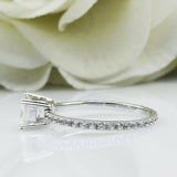 1.2ct Emerald Cut Diamond Engagement Ring East West Solitaire 14k WhiteGold Over
