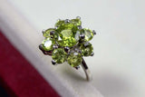 2.25ct Engagement Ring Round Cut Green Peridot Floral Halo 14k White Gold Finish