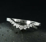 Curved Stackable Wedding Ring Band 0.75ct Round Cut Diamond 14k WhiteGold Finish
