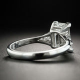 1ct Emerald Cut Diamond Trillion Solitaire Engagement Ring 14k White Gold Finish