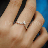 0.1ct Round Cut Moissanite Trilogy Curved Engagement Ring 14K White Gold Plated