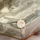 0.5ct Round Cut Moissanite Solitaire Women Engagement Ring 14k White Gold Plated