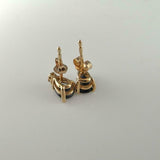 1ct Pear Cut Blue Sapphire Diamond Teardrop Stud Earrings 14k Yellow Gold Finish
