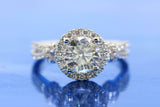 2.3ct Round Cut Diamond Halo Split Band Engagement Ring 14k White Gold Finish