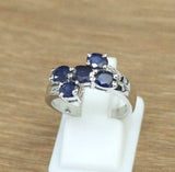 2.1ct Engagement Ring Oval Cut Blue Sapphire Cocktail 14k White Gold Finish