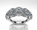 2.9ct Round Cut Diamond Wedding Band Halo Vintage Filigree 14k White Gold Finish