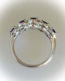 2ct Round Cut Blue Sapphire Diamond Halo Half Eternity Band 14k WhiteGold Finish