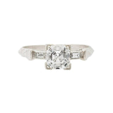 1.2ct Asscher Cut Diamond Baguette Accents Trilogy Ring 14k White Gold Finish