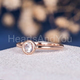 0.5ct Round Cut Moissanite Bezel Solitaire Engagement Ring 14k Rose Gold Plated
