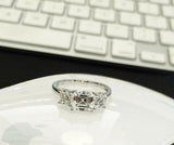 2.5ct Asscher Cut Diamond Engagement Ring Trilogy Solitaire 14k WhiteGold Finish