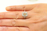 2ct Emerald Cut Diamond Engagement Ring Halo Bridal Set Band 14k White Gold Over