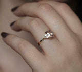 1.5ct Cushion Cut Peach Morganite Petite Round Accents Ring 14k Yellow Gold Over