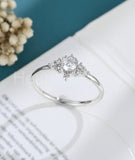0.5ct Round Cut Moissanite Cluster Minimal Engagement Ring 14k White Gold Plated