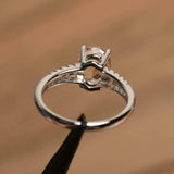 1ct Oval Cut Peach Morganite Solitaire Braided Shank Ring 14k White Gold Finish