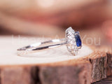 2.3ct Oval Cut Simulated Sapphire Cocktail Engagement Ring 14k White Gold Plated
