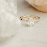 0.4ct Oval Simulated Diamond Solitaire Engagement Ring 14k Yellow Gold Plated