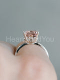 2.5ct Radiant Cut Simulated Peach Morganite Solitaire Ring 14k White Gold Plated