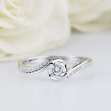 2ct Round Cut Diamond Engagement Ring Twist Swirl Solitaire 14k WhiteGold Finish