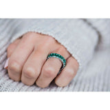 3.5ct Green Emerald Cut Wedding Band Ring Full Eternity Women 14k WhiteGold Over