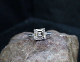1ct Asscher Cut Diamond Engagement Ring Petite Round Accents 14k White Gold Over