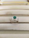 2.6ct Engagement Ring Oval Cut Green Emerald Wide Halo 14k White Gold Finish