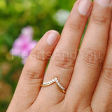 0.15ct Round Cut Moissanite Chevron Tiara Wedding Band 14K Yellow Gold Plated