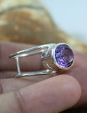 2ct Oval Cut Purple Amethyst Double Split Shank Ring 14k White Gold Finish
