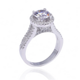 1.9ct Round Cut Diamond Engagement Ring 18k White Gold Finish Accents Solitaire