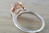2.2ct Oval Cut Morganite Halo Solitaire with Accents Ring 14k Rose Gold Finish