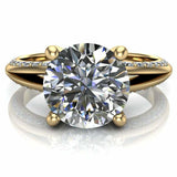3.2ct Round Cut Diamond Engagement Ring 4 Prong Split Band 14k Rose Gold Finish