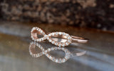 Infinity Minimalist Engagement Ring 1ct Round Cut Diamond 14k Rose Gold Finish